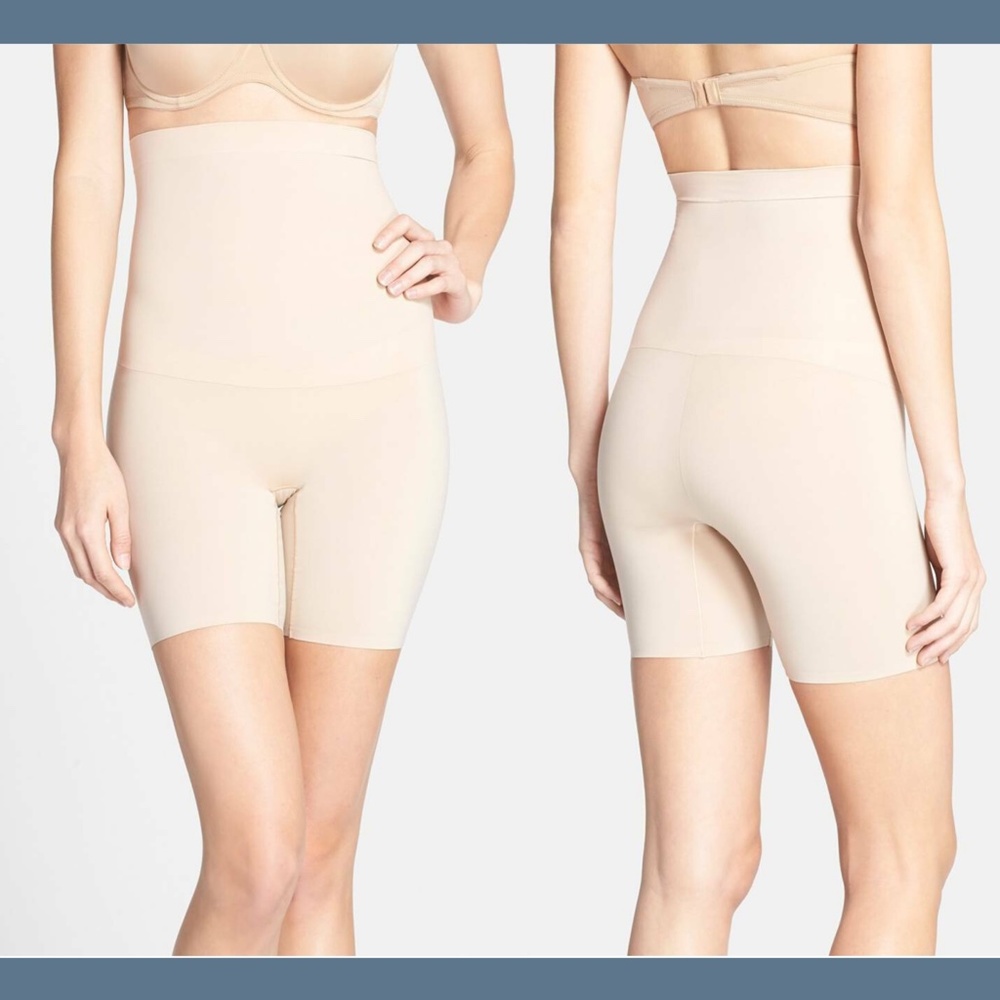 Nwt $68 Spanx Shape My Day High Waist Mid Thigh Shaper Natural [Sz Small ]